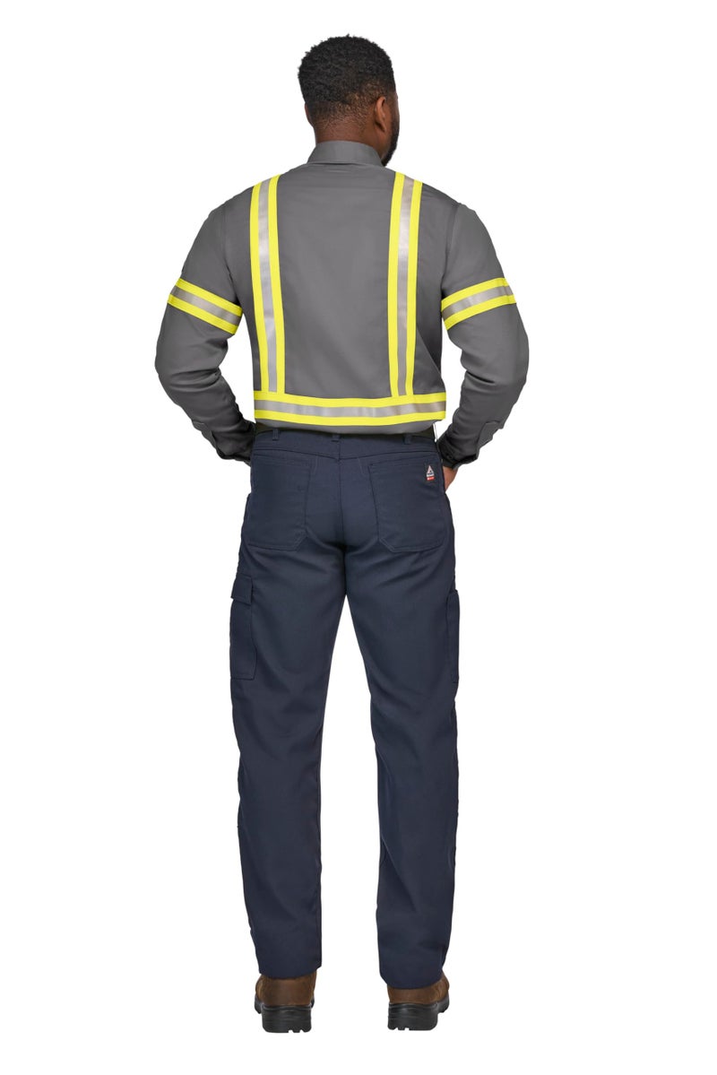 Bulwark FR Bulwark Men's Midweight FR Enhanced Visibility Uniform Shirt, Grey, Large - Image 2